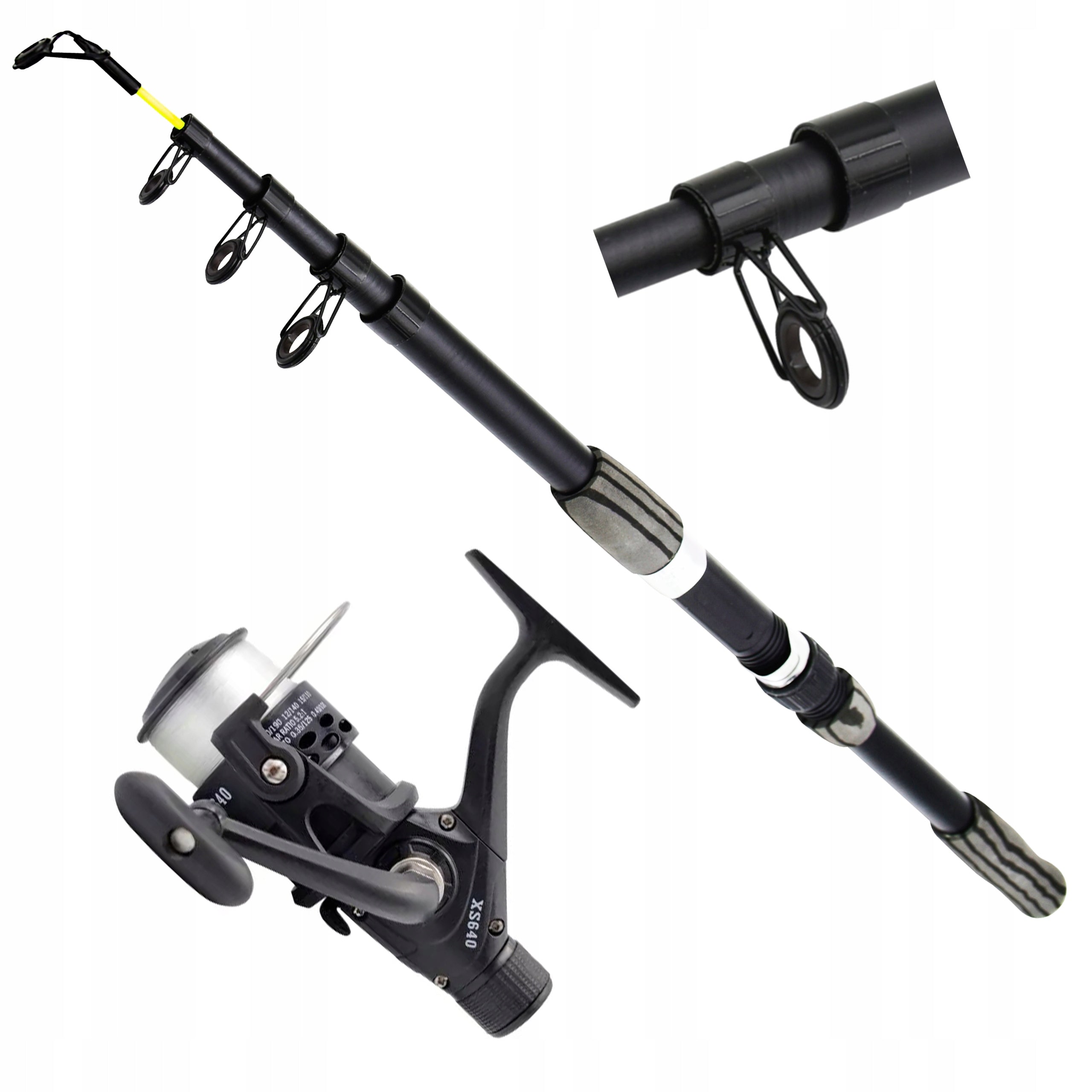 Telescopic rod set - TRAVEL TELESCOPE 210 cm and reel with fishing line