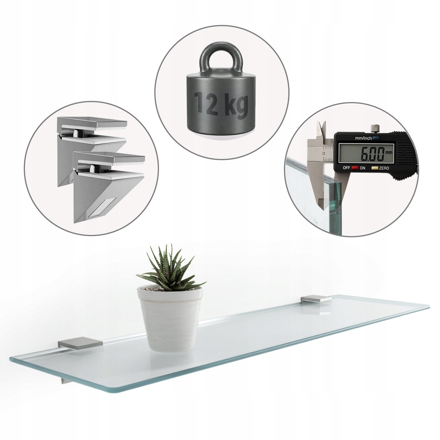 Tempered Glass Matte Shelf for Bathroom or Kitchen 80 x 13 cm