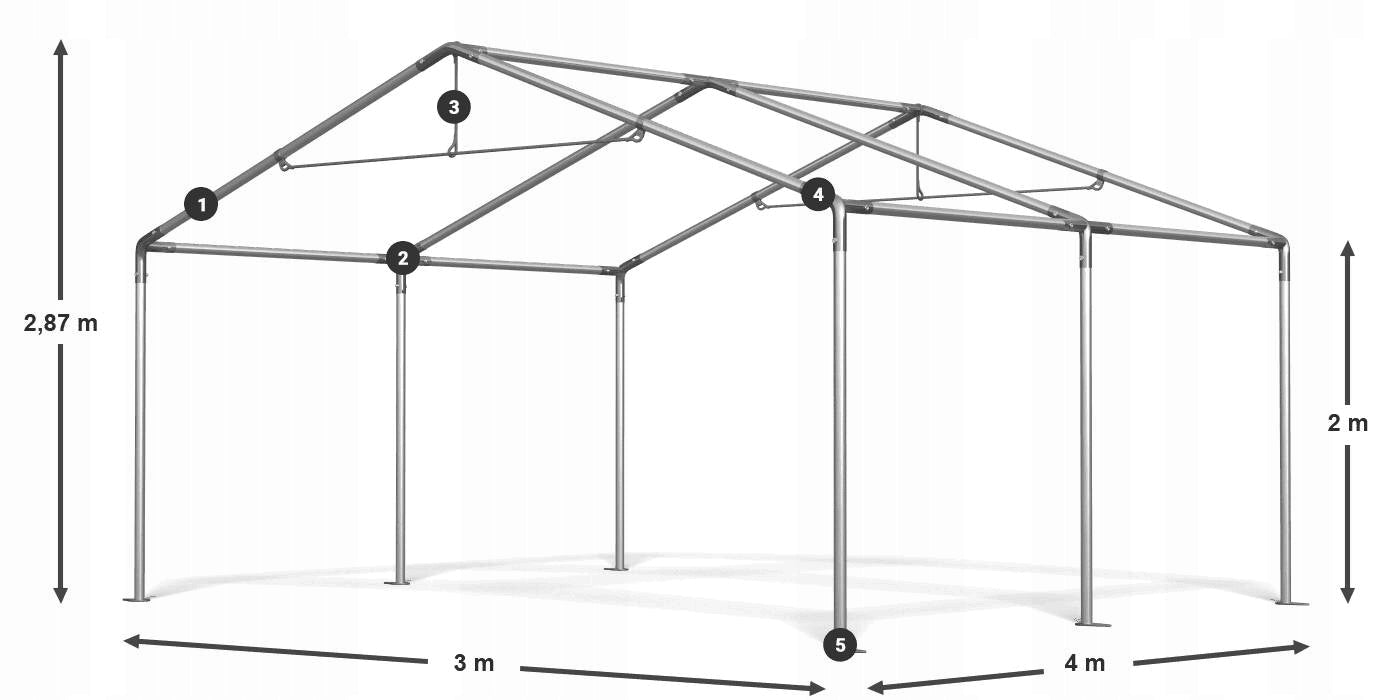 Tent 3x4 Party Garden DAS 240 S VARIOUS COLORS Width 3 m