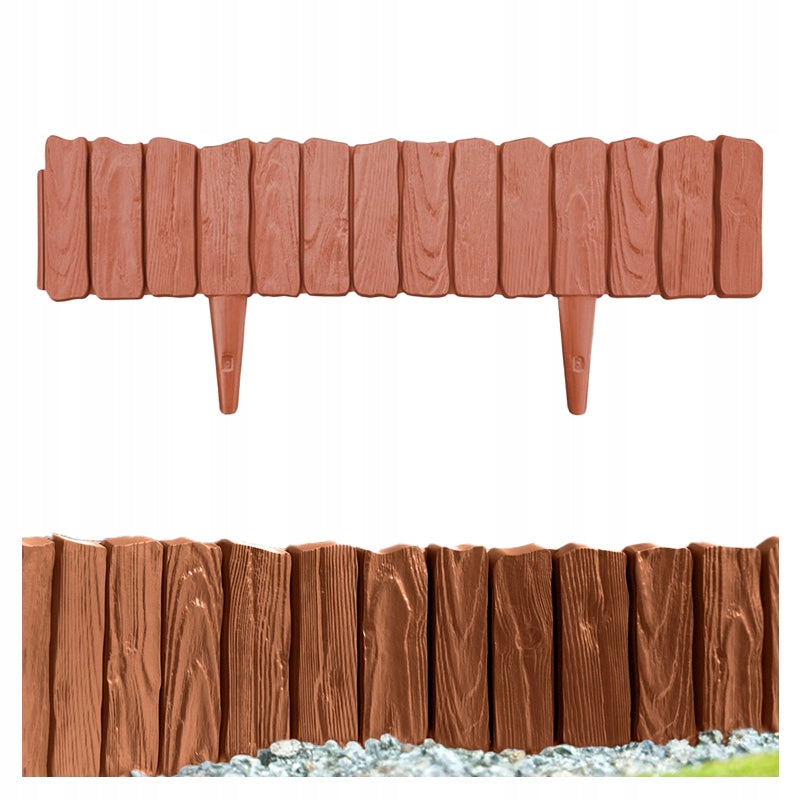 Terracotta Garden Palisade Fence Lawn edging 406cm - WOOD
