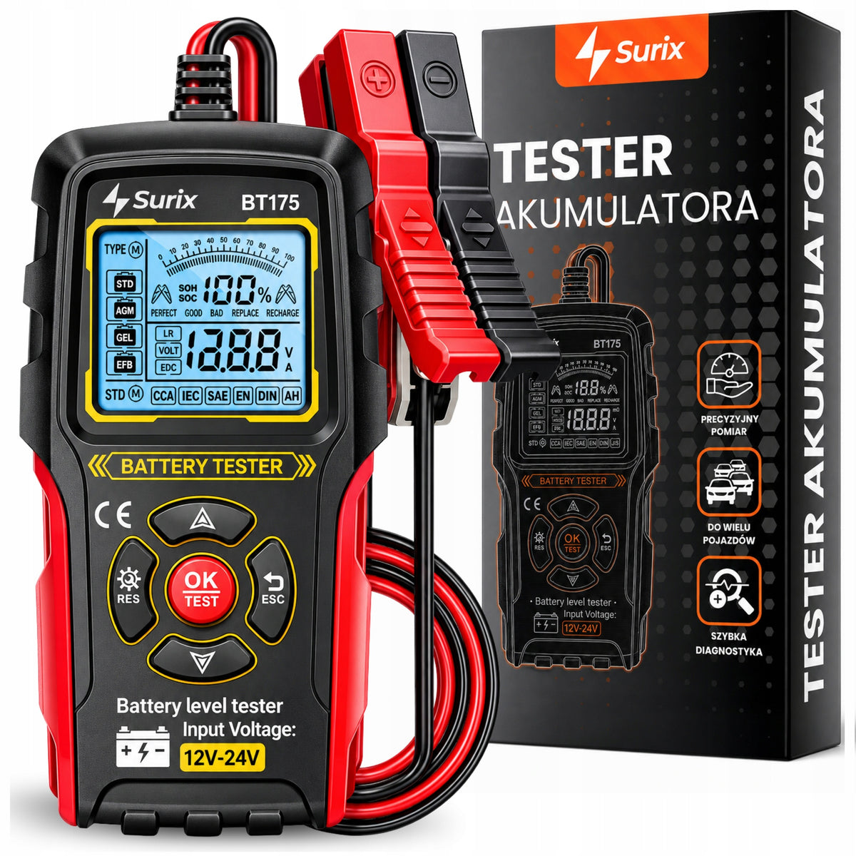 Tester Meter for Battery 12V 24V DIGITAL LCD SURIX BT175