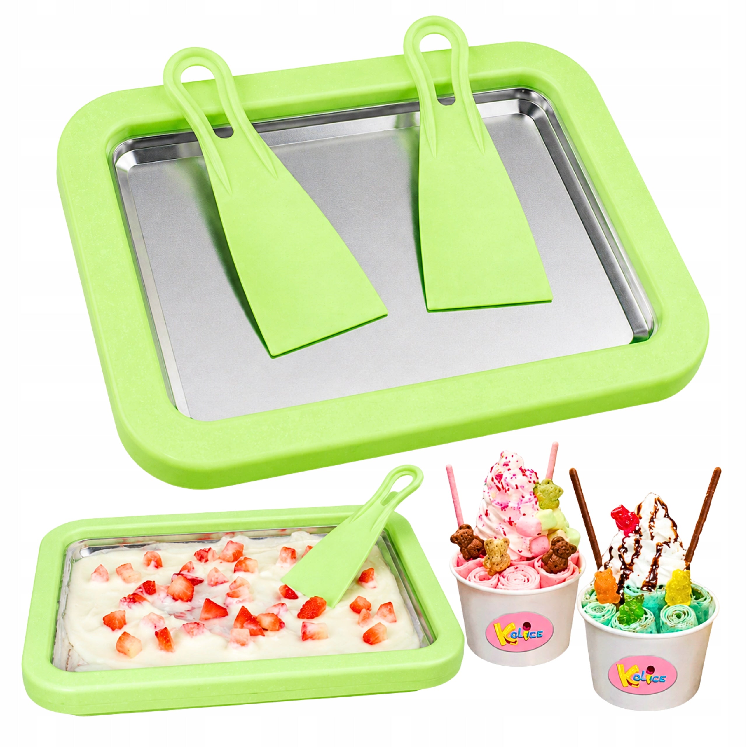 Thai Ice Cream Machine Tray Set With Spatulas Thai Ice Cream Brand Feng
