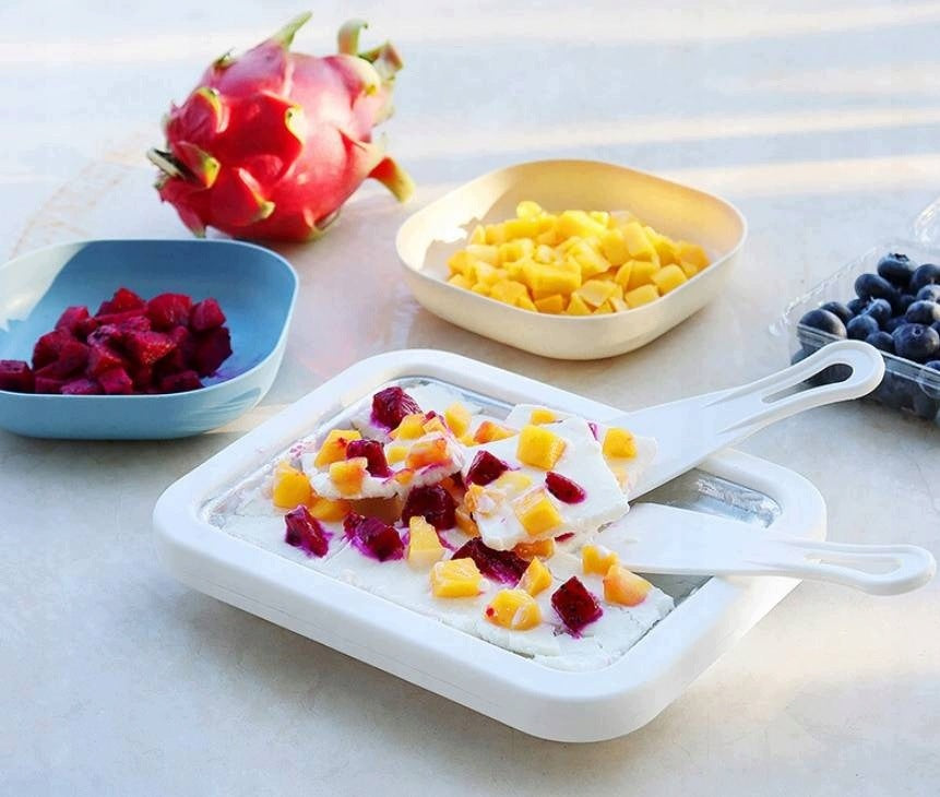 Thai Ice Cream Tray Multicolored with Spatulas and Recipes Manufacturer code LODY TAJSKIE