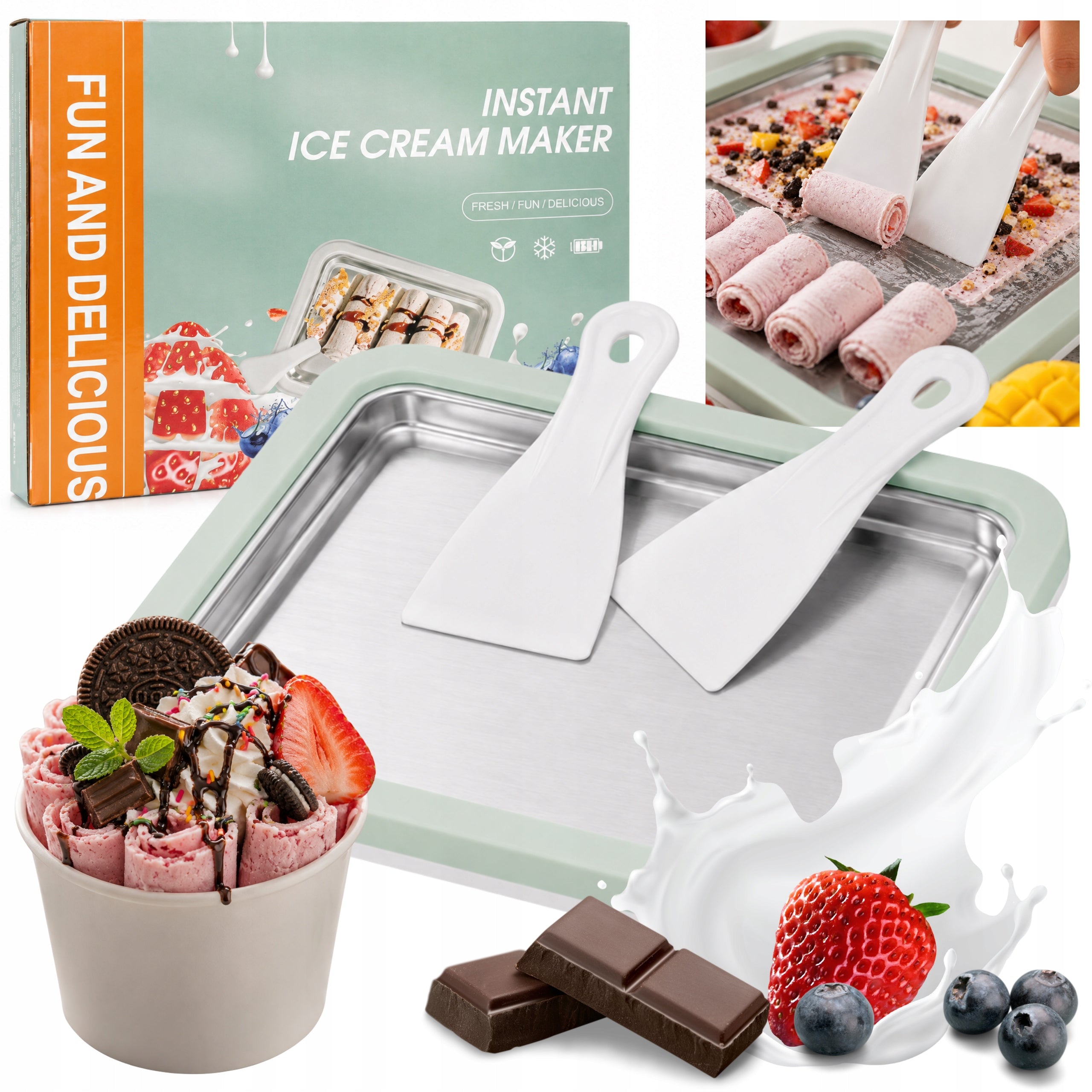 Thai Rolled Ice Cream Machine Freezing Plate Spatula Ice Cream Machine