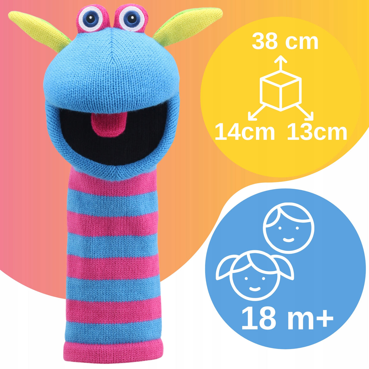 Therapeutic hand puppet for learning to speak for children moves the face SOX Brand Puppet Company