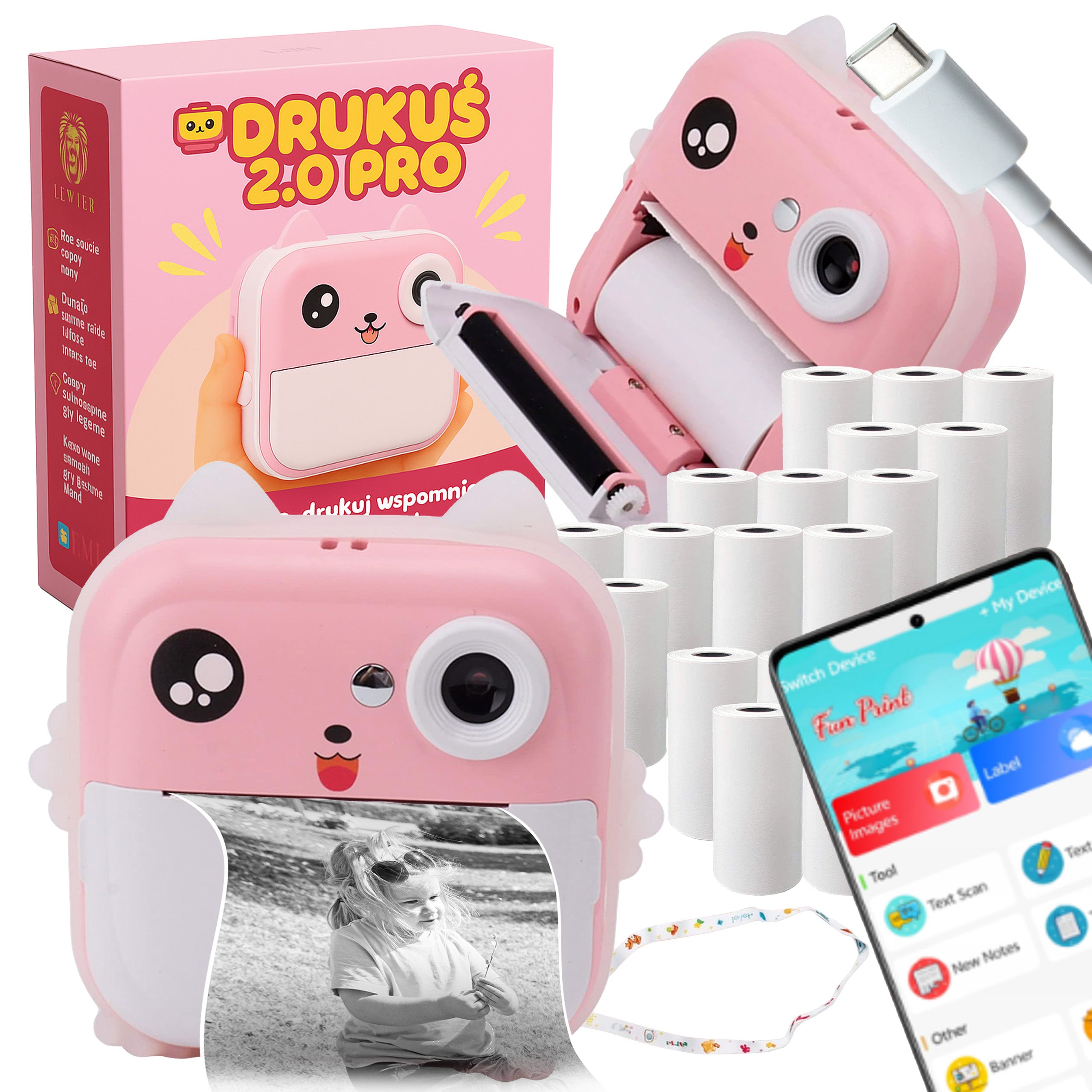 Thermal Printer Print Instant Camera 23 Rolls for Kids
