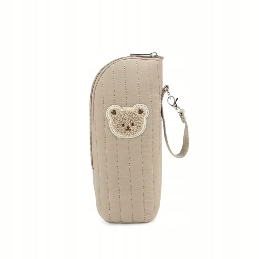 Thermal bag for baby bottles bear in khaki bowl