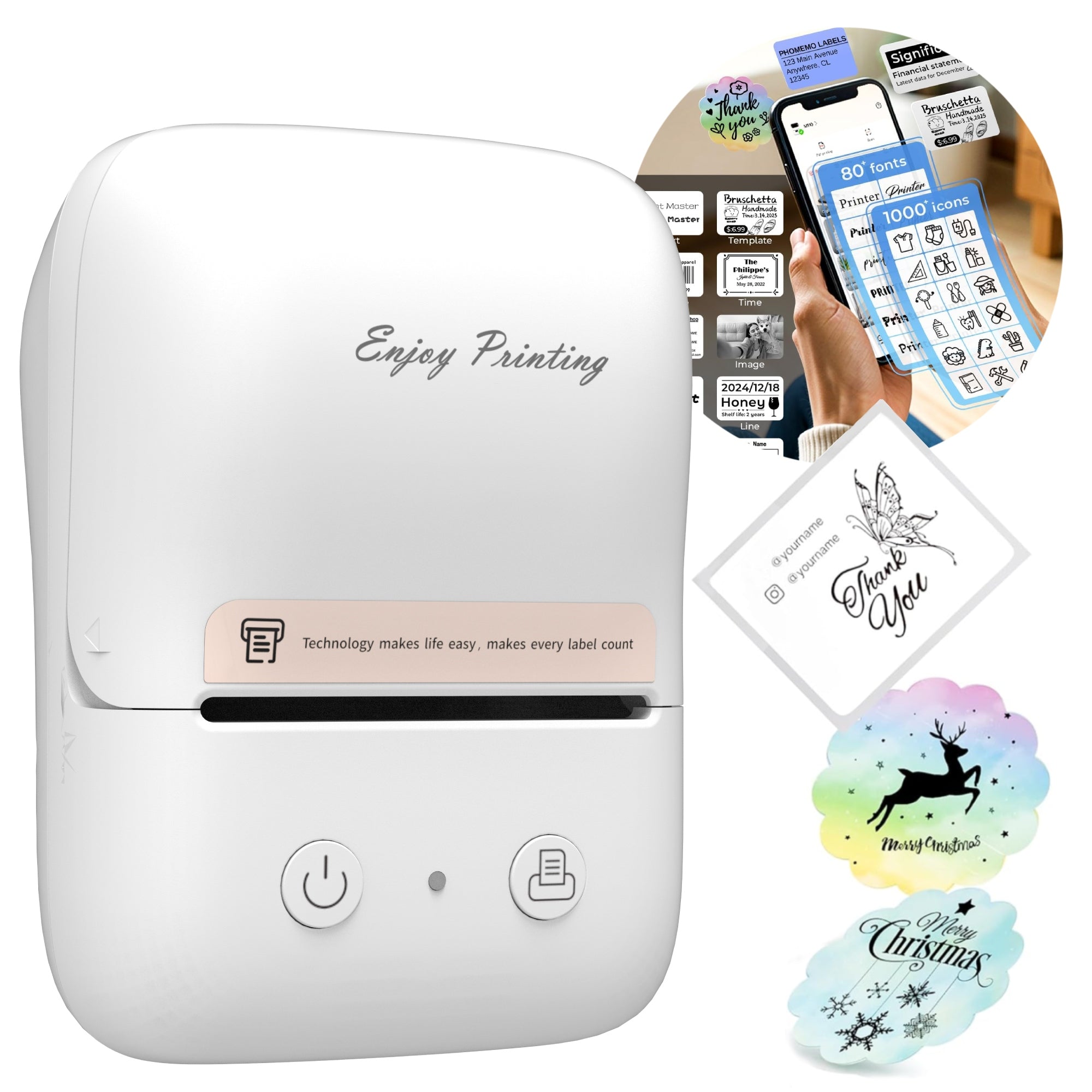 Thermal label printer Phomemo M122 bluetooth adhesive stickers