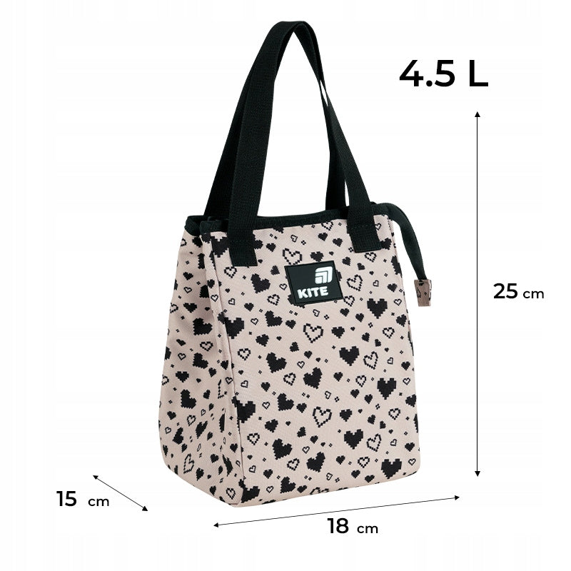 Thermal lunch bag for children with handles beige hearts Kite Packaging status original
