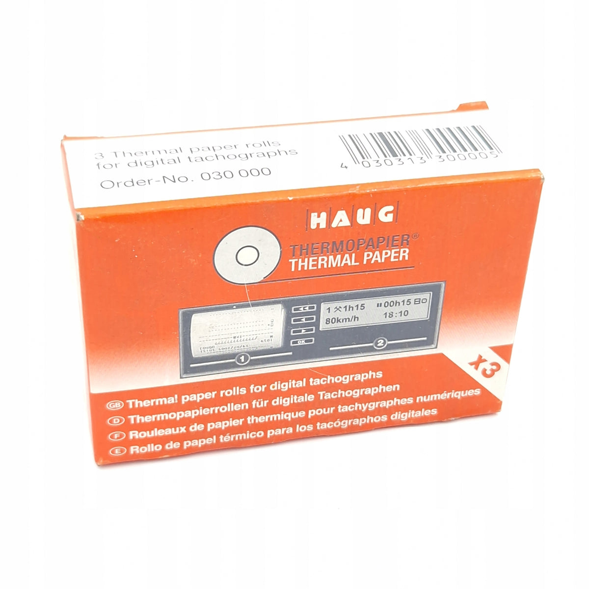 Thermal rolls for the HAUG 57x8 tachograph