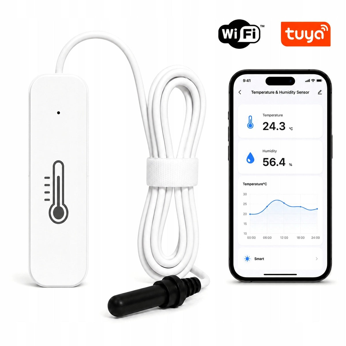 Thermometer Humidity Temperature Sensor Probe 100cm TUYA WIFI TermHoff