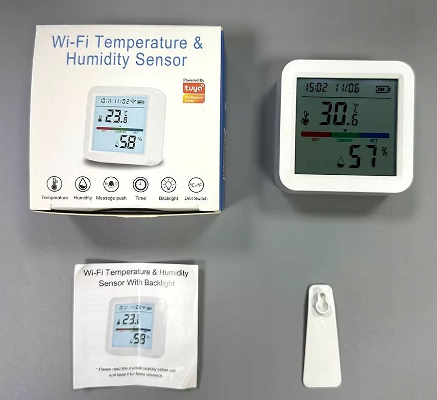 Thermometer Humidity Temperature Sensor and Clock TUYA SMART LIFE WIFI LCD Manufacturer code WSD05