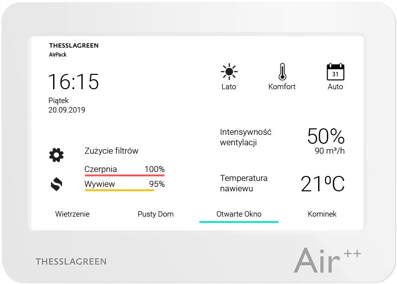 Thessla Green Air Control Panel ++ Latest Soft Range of energy efficiency classes A+ - G