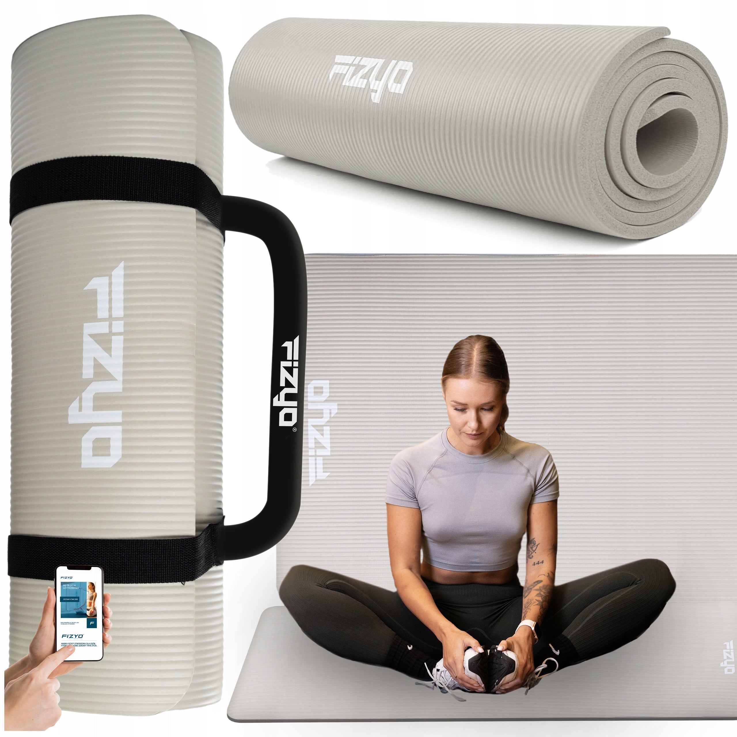 Thick Gymnastic Mat for Pilates Yoga Exercise 190x60 NBR Fitness 1,5cm