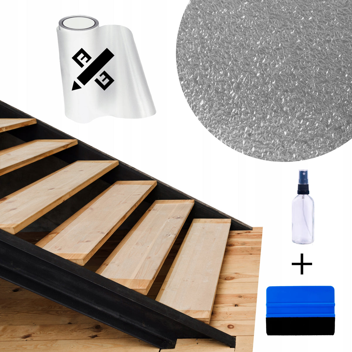Thick non-slip PVC film stairs transparent 0,6mm ANY SIZE
