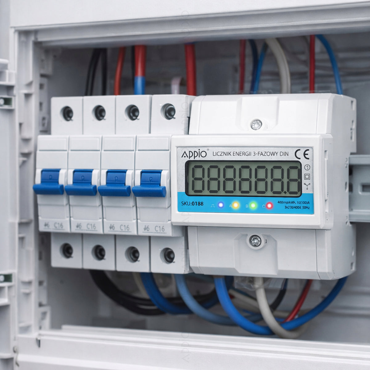 Three Phase Current Meter 3 Phase Energy Meter For Rail DIN Precision 100A Packaging status original