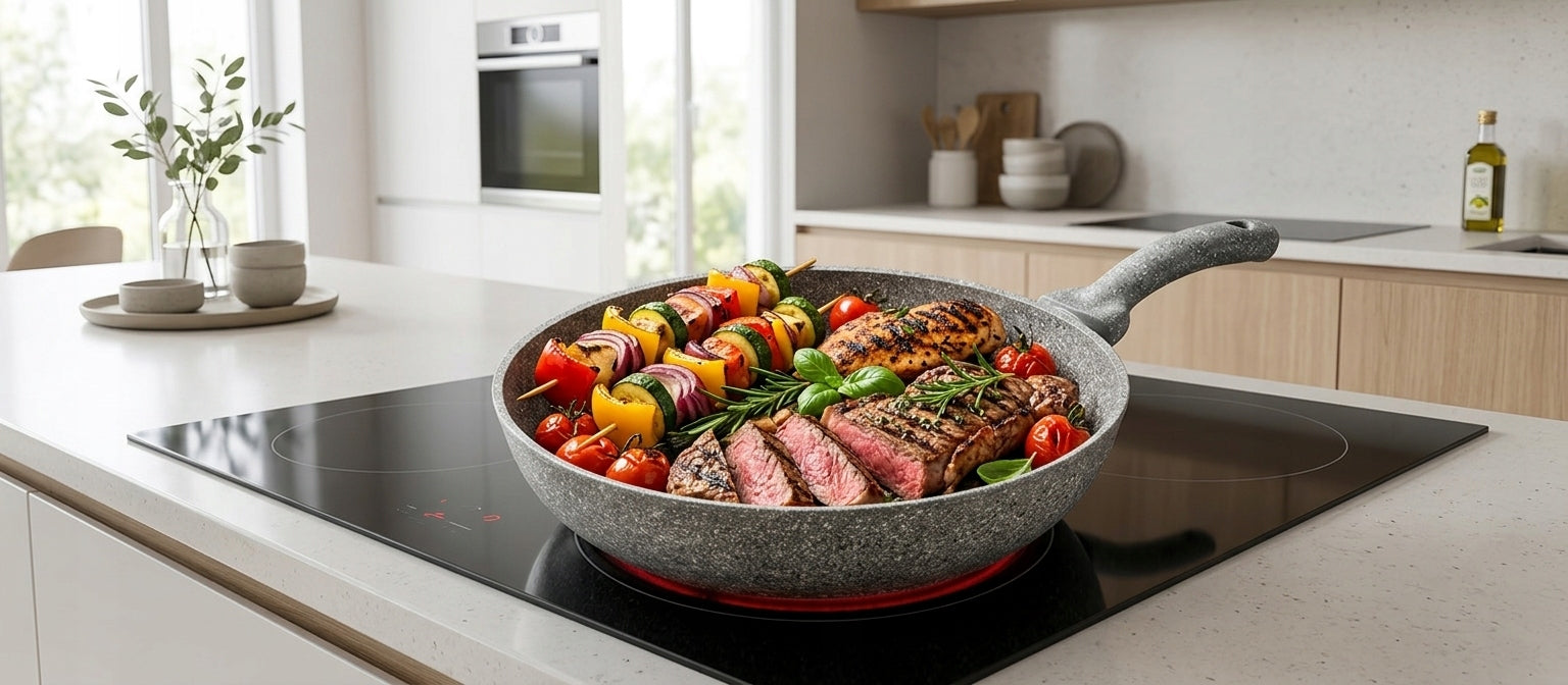 Titanium Stone Pan 32 cm Induction Italian Di Pietra Packaging status original