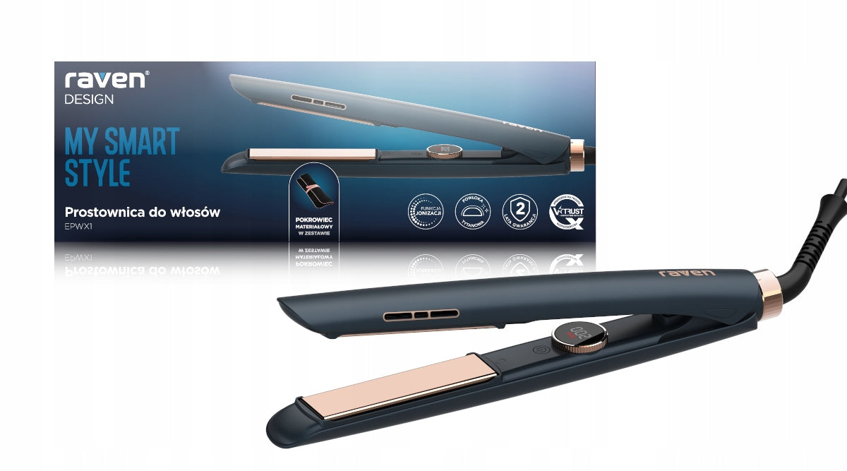 Titanium Straightener RAVEN EPWX1 43W Ionization Display 230°C Navy Blue Manufacturer code EPWX1