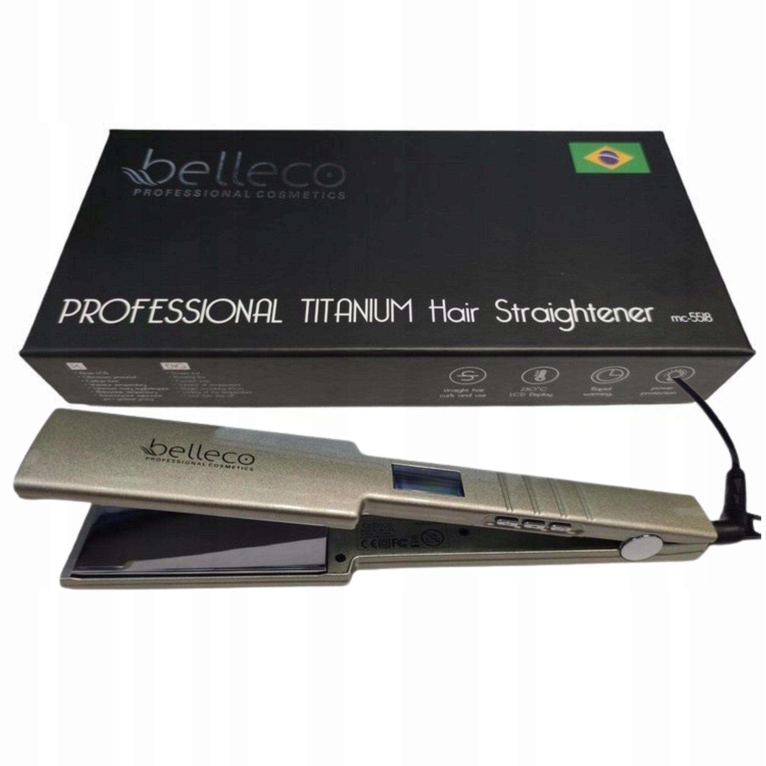 Titanium Straightener for Treatments Wide 230 Degree LED BELLECO MC-5518