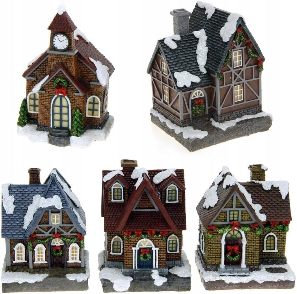 ToCi Illuminated Christmas Village 3 Cottages Christmas Led