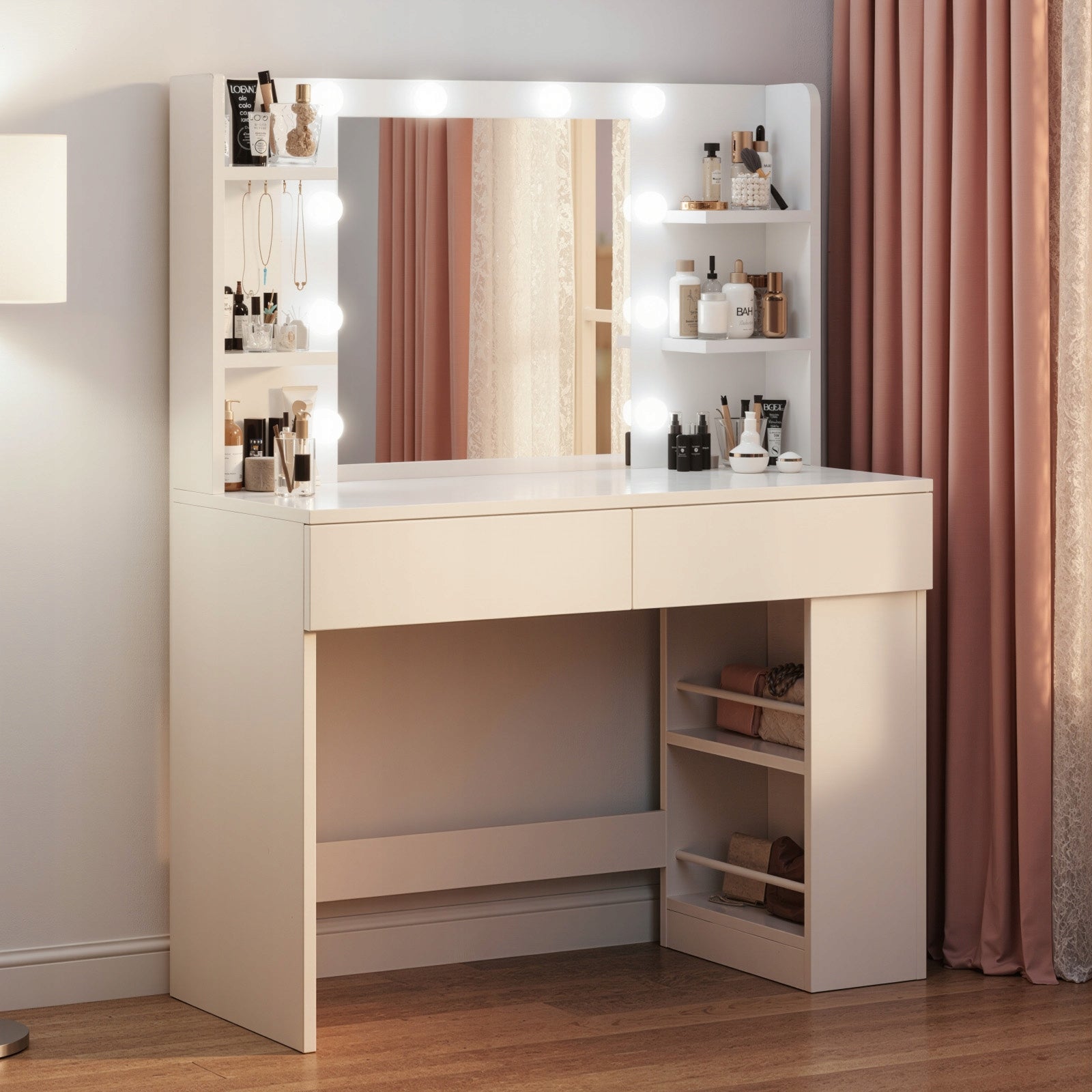 Toaletka kosmetyczna z lustrem LED biała 88 cm, lustro, szuflady USB Manufacturer code G-VN25-0887-2