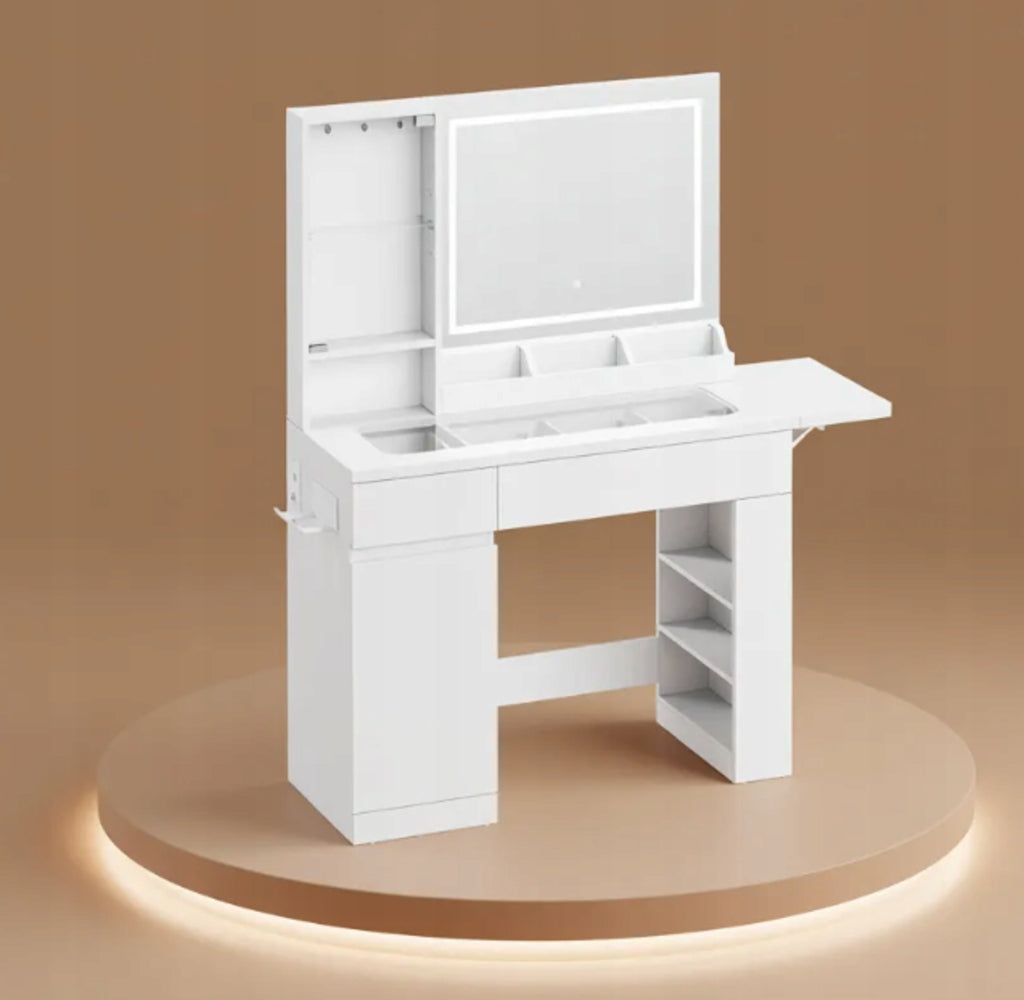 Toaletka z lustrem LED – biała 115 cm z gniazdkiem Packaging status original