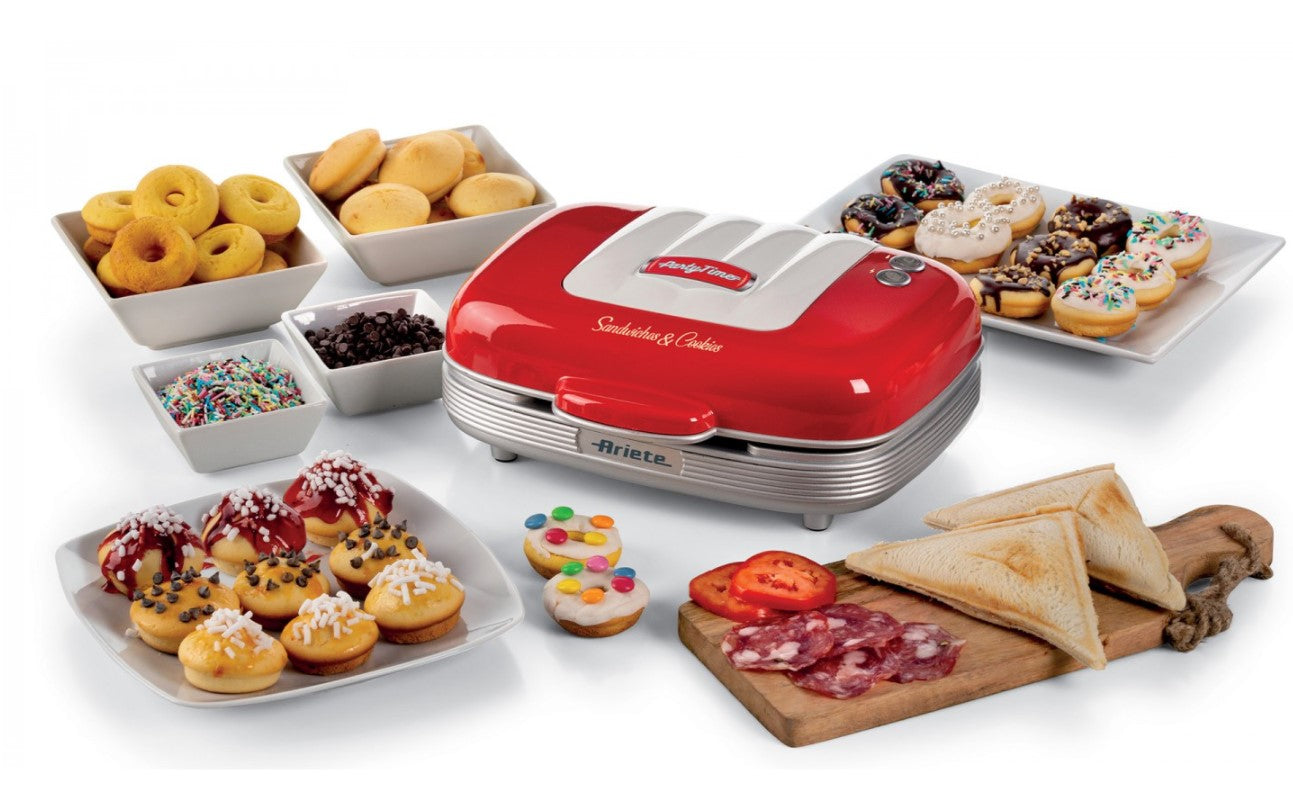 Toaster 3in1 Ariete 1972/00 Red sandwiches cookies Brand Ariete