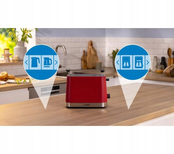Toaster Bosch TAT4M224 950W 2 Toast Bread Grate Red Power rating 950 W