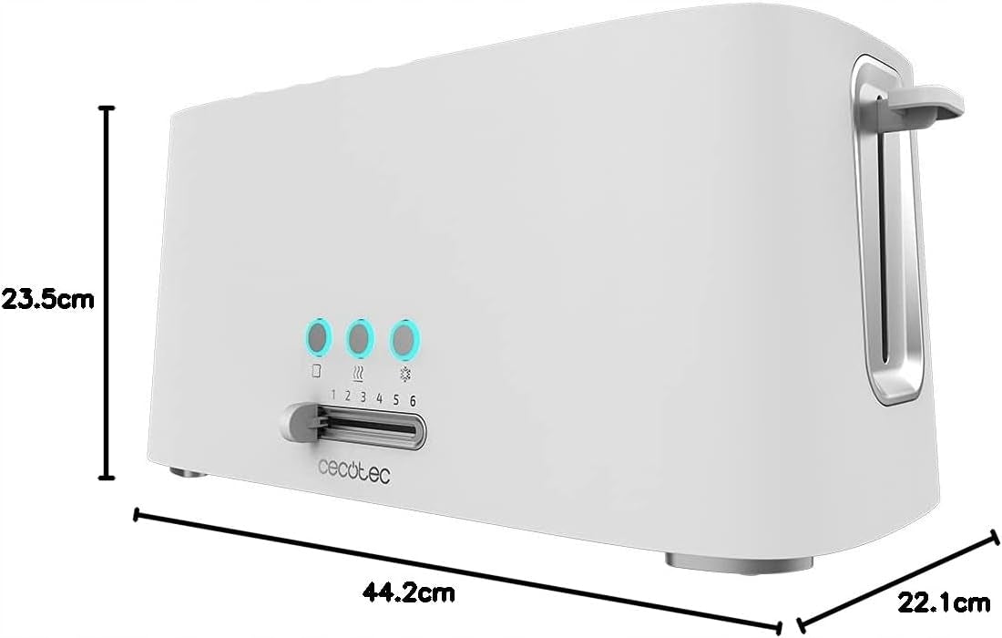 Toaster Cecotec 1630W 4 toast white stainless steel 6 levels grilling Dominant color white