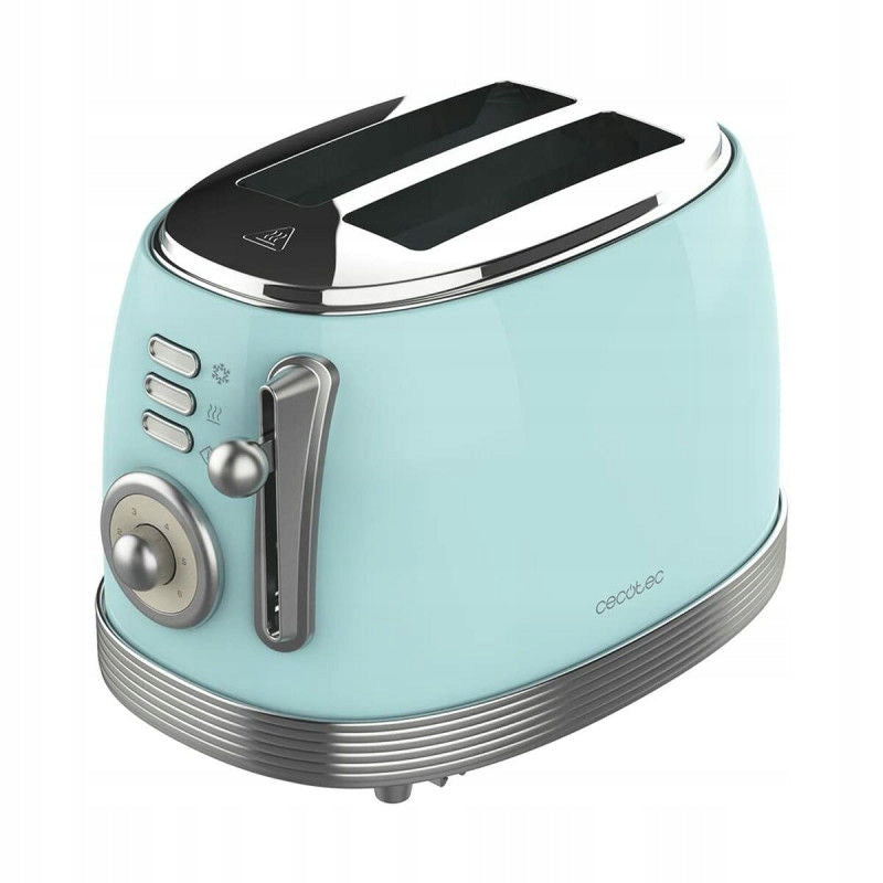 Toaster Cecotec Vintage 800 850W 2 Wide Sockets Blue Stainless Steel
