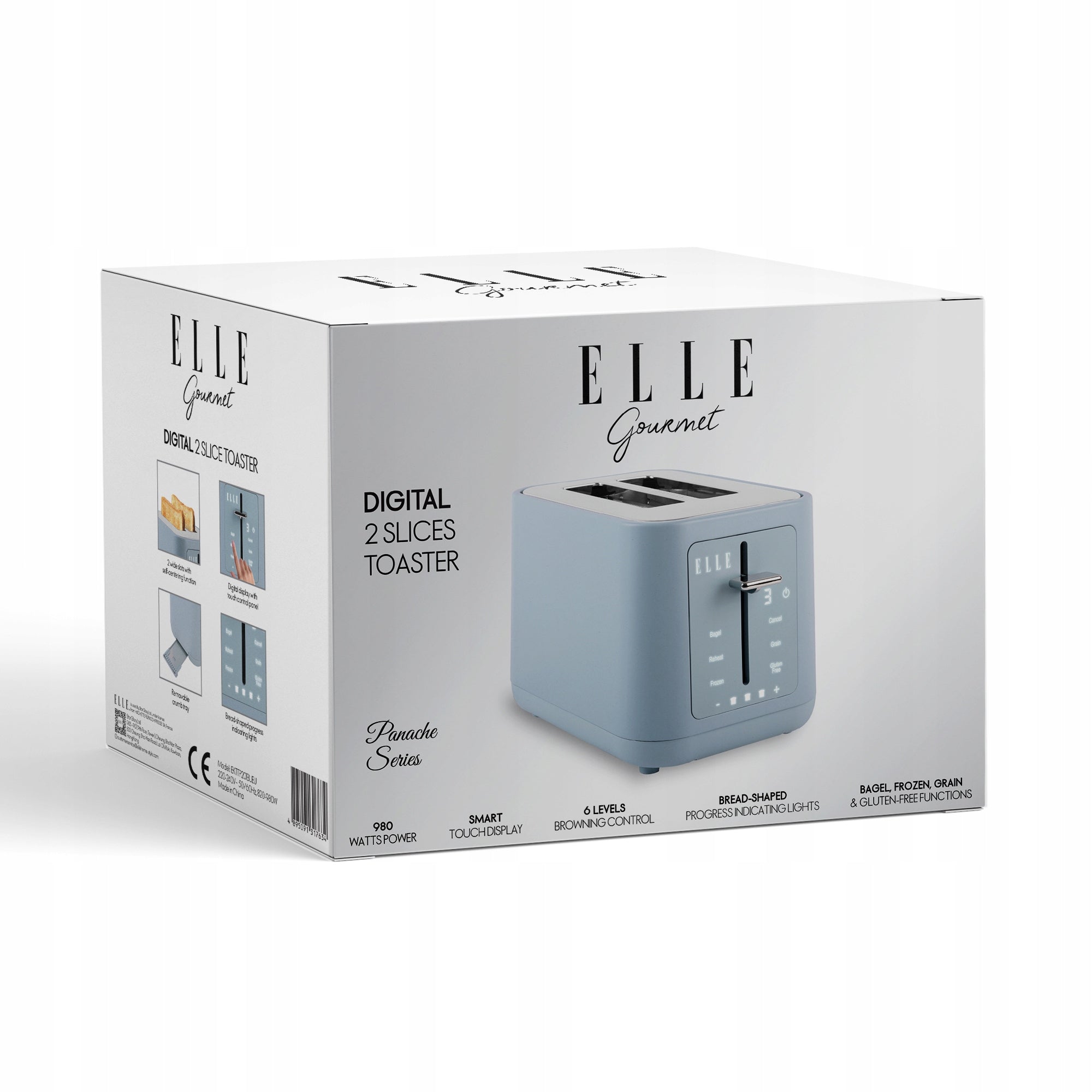 Toaster ELLE Panache Digital 2 Slice 980W Blue EAN (GTIN) 4895091317634