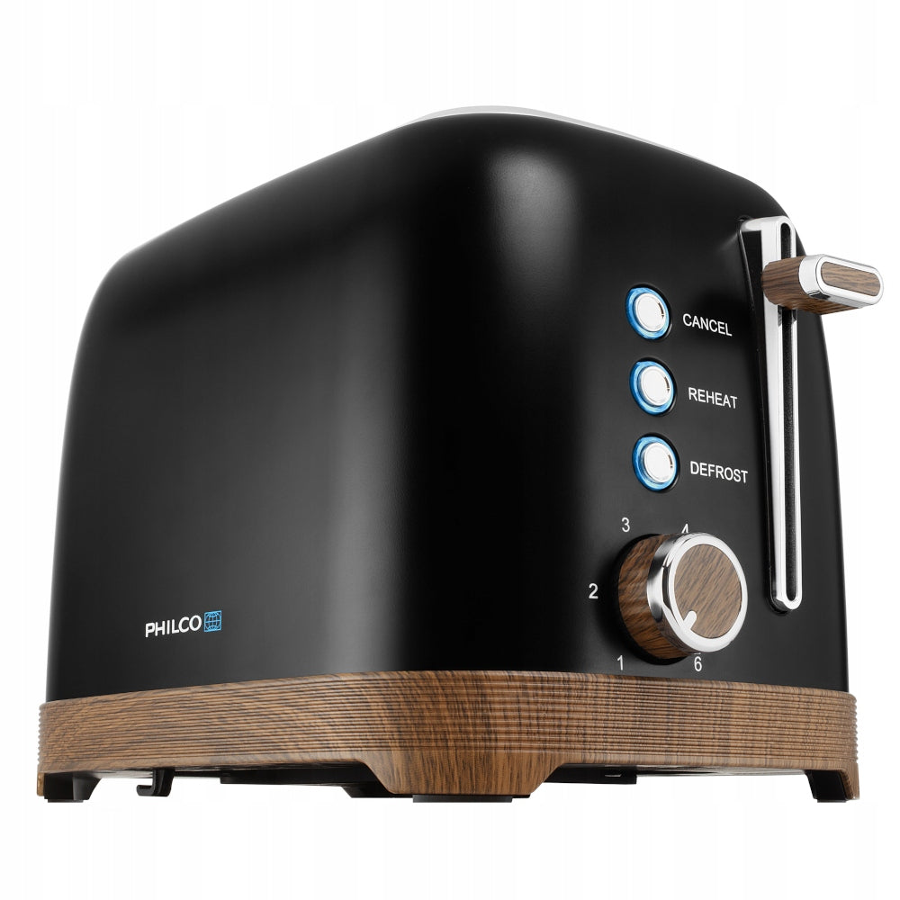 Toaster PHILCO PHTA 3711B 950W 2SANDWICHES STYLISH DESIGN TIMER 7 Level BLACK