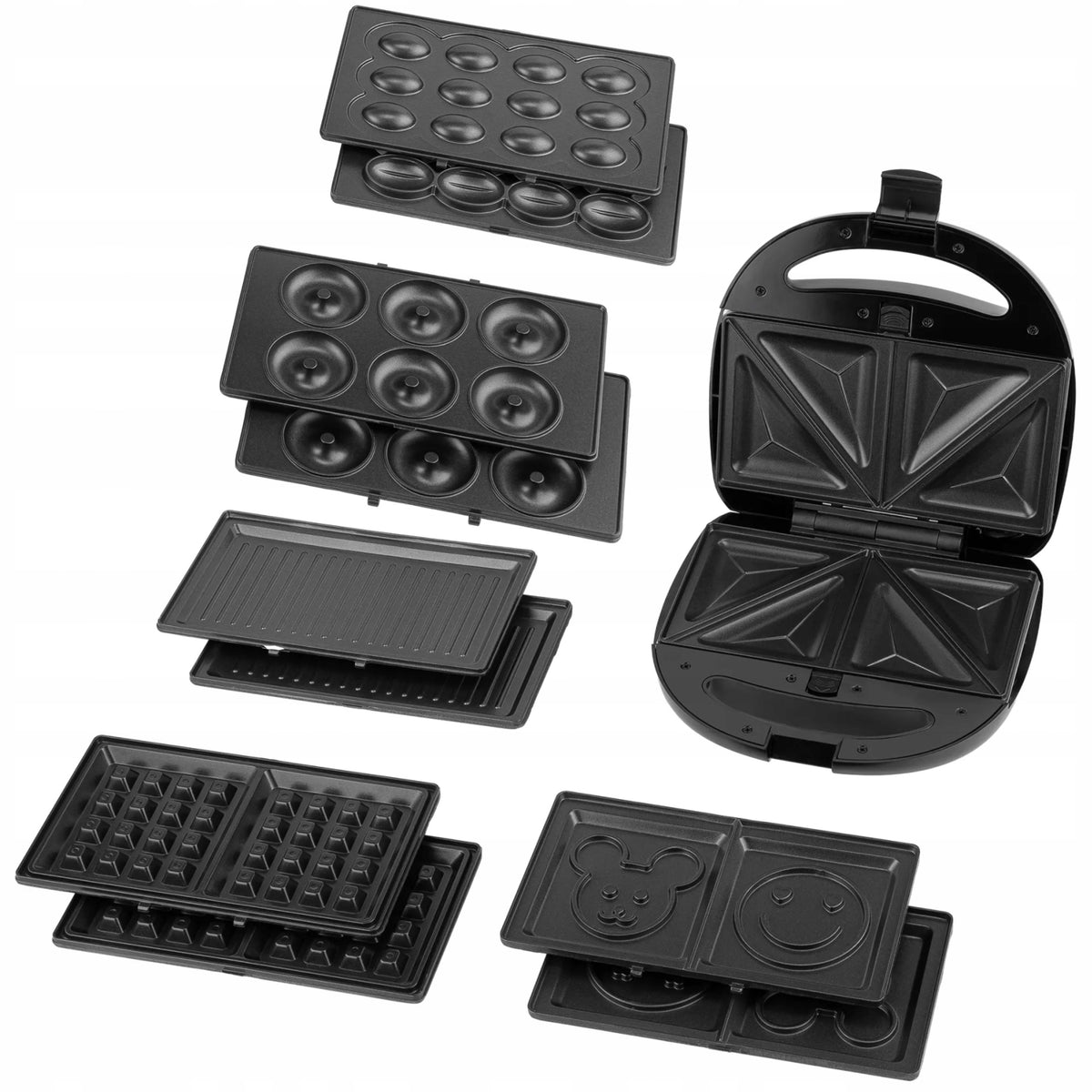 Toaster Raven ES012 6in1 replaceable waffle plates panini grill cookies donuts