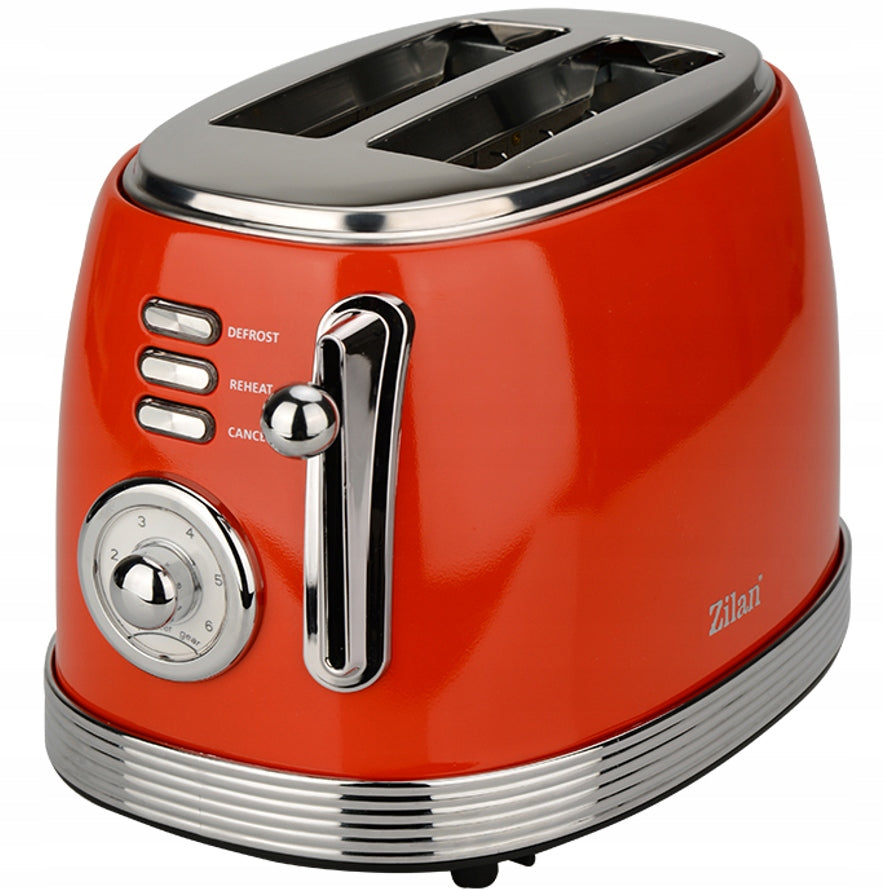 Toaster Zilan RETRO BREAD TOASTER red 850 W Power rating 850 W