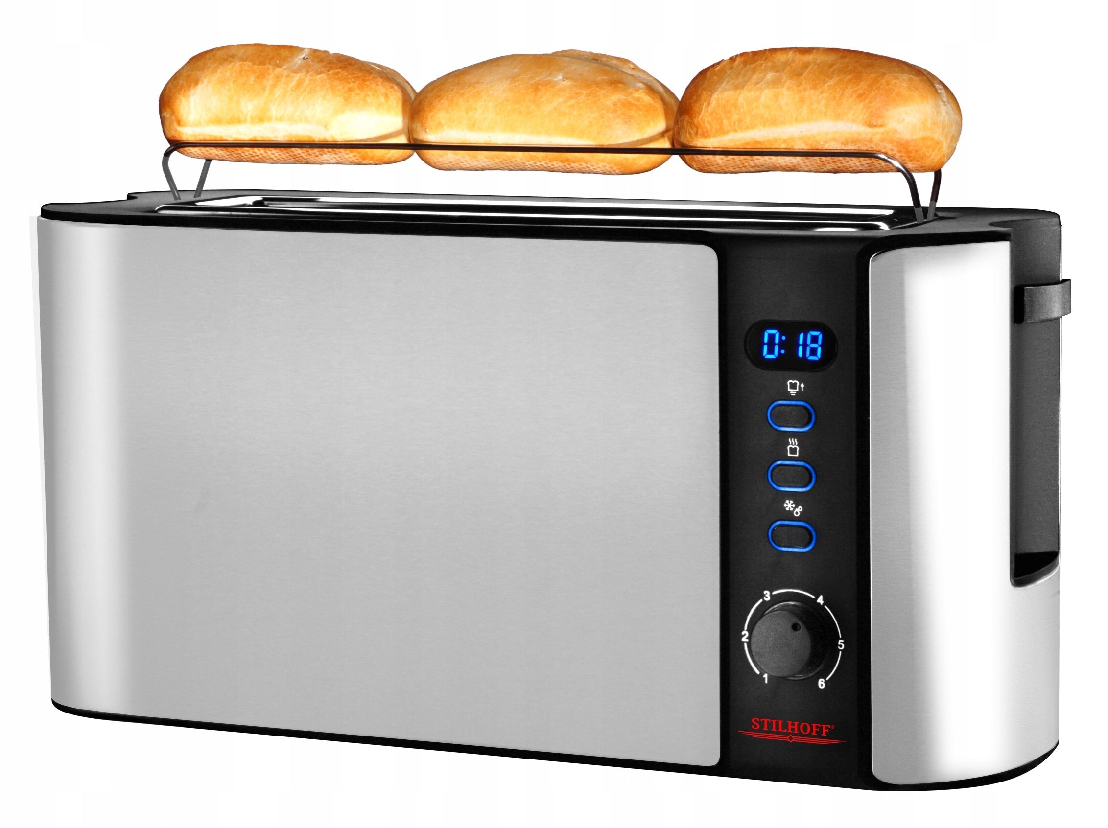 Toaster sandwich toaster STILHOFF with countdown wide large silver Packaging status original
