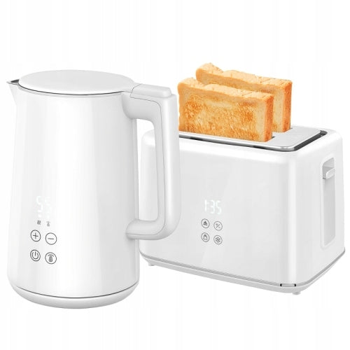 Toaster set with automatic shutdown and LED display