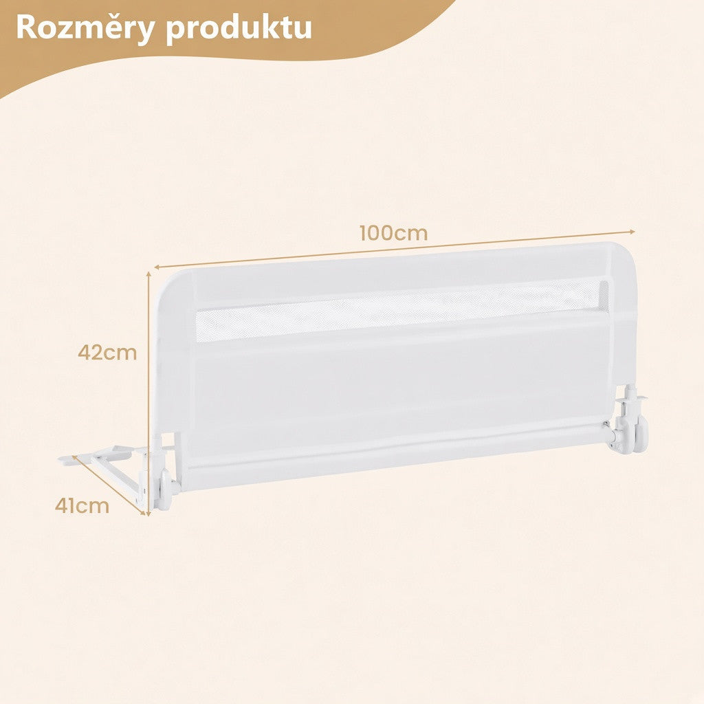 Toddler bed rail BS10047WH, 100 x 42 cm, foldable, white Brand Costway