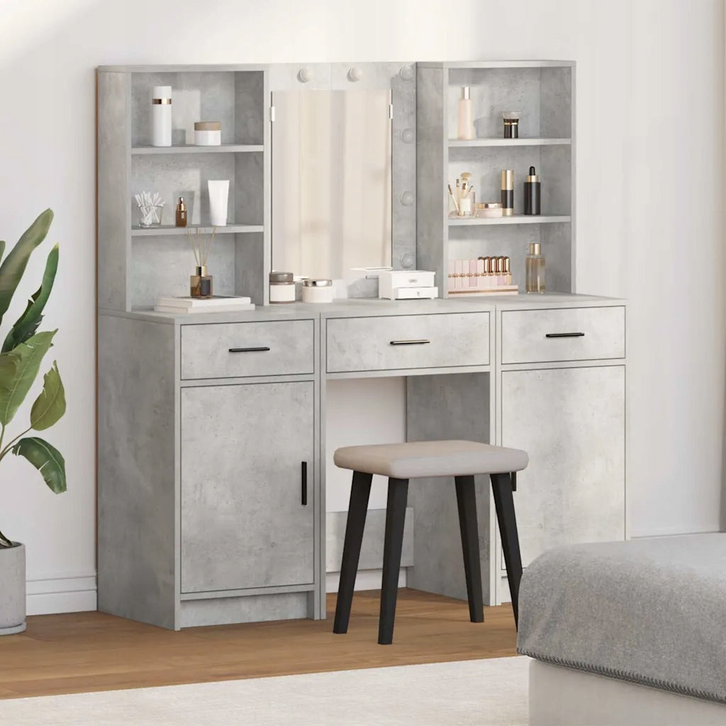 Toilet Set with LED Drawer with Shelf 3 Pcs Concrete Grey Brand no brand