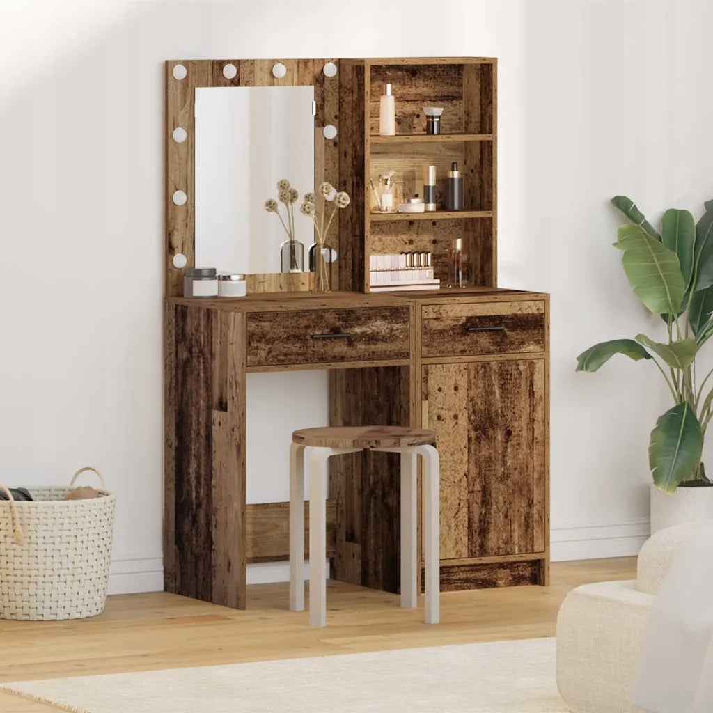 Toilet set with LED drawer with shelf 2 pcs Old wood Brand no brand