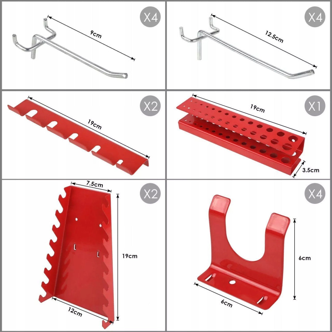 Tool Board Metal Tool Wall Perforated 32 Handles Color silver