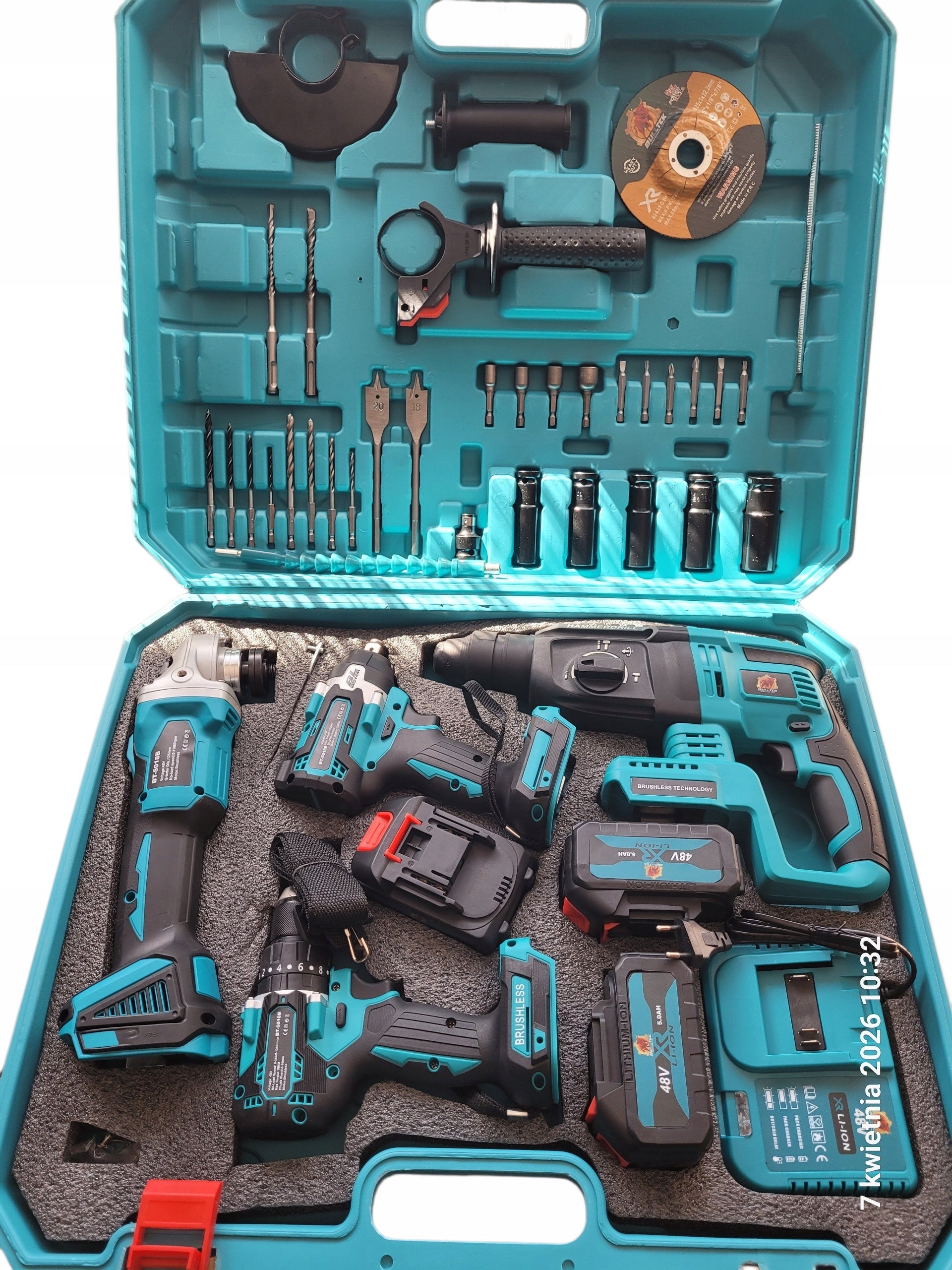 Tool Kit Hammer Grinder Screwdriver Cordless Wrench 21V 5ah 4IN1