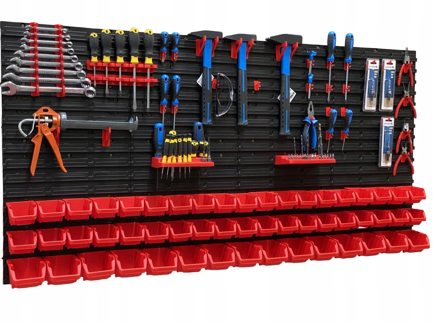 Tool board 154,7×78 cm for garage workshop + stickers | 53 cuvettes