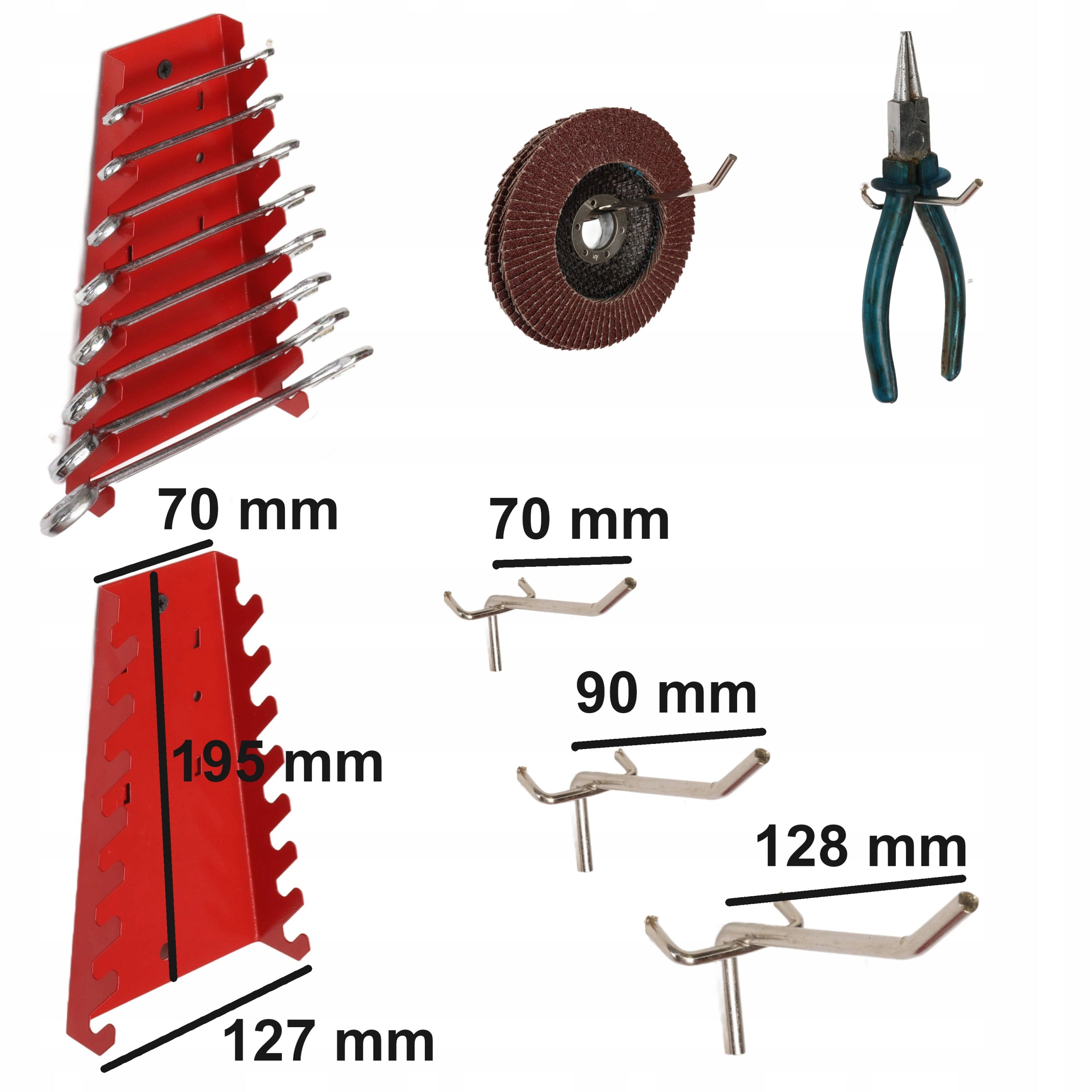 Tool shelf holders for metal board botle set of 22 elements steel Product height 30 cm