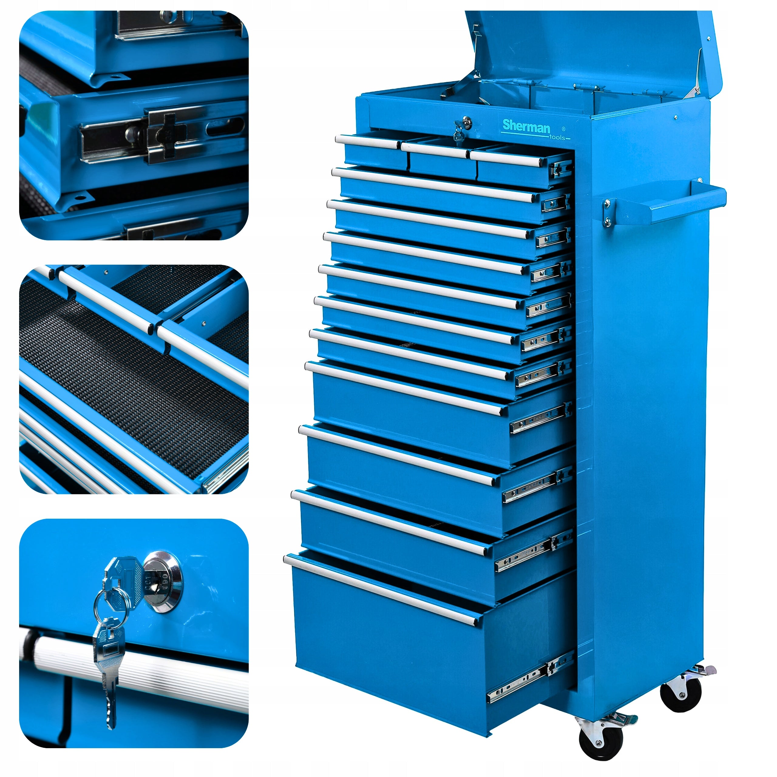 Tool trolley metal workshop cabinet for tools 13 DRAWERS