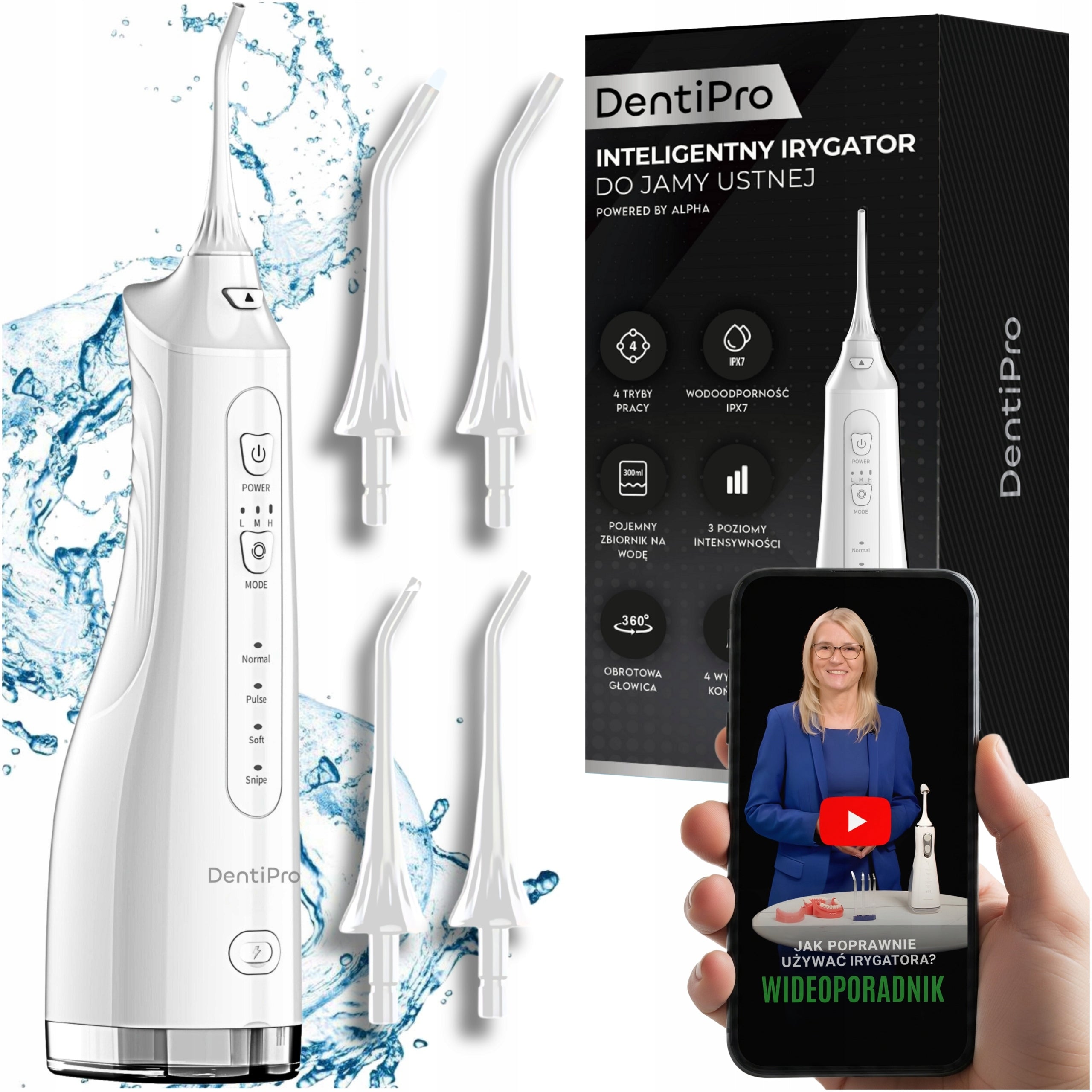 Tooth Irrigator 4 Modes +4 Nozzles - Professional, Wireless, and Stylish