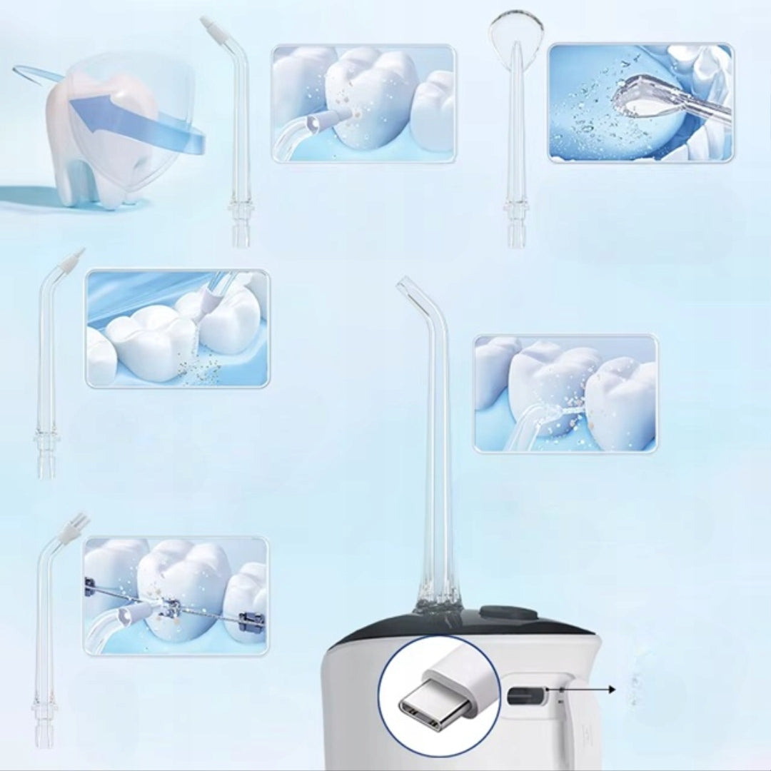Tooth irrigator AI&JL wireless USB-C IPX7 5 tips 300ml Power supply rechargeable battery