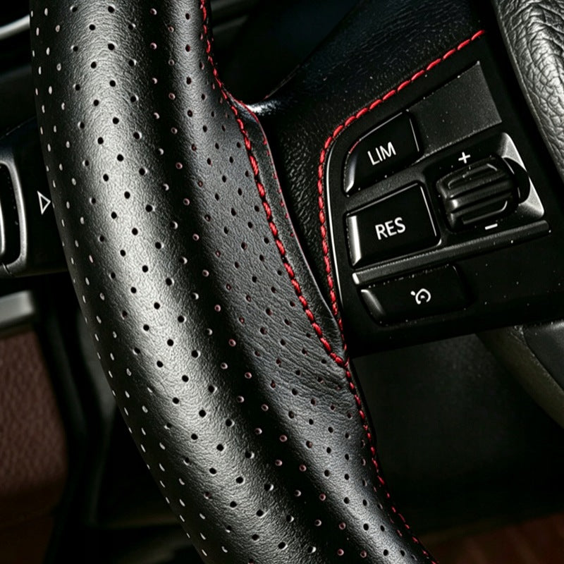 Top-grain cowhide handlebar covers with perforated leather edging Manufacturer no brand