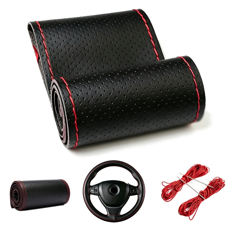 Top-grain cowhide handlebar covers with perforated leather edging
