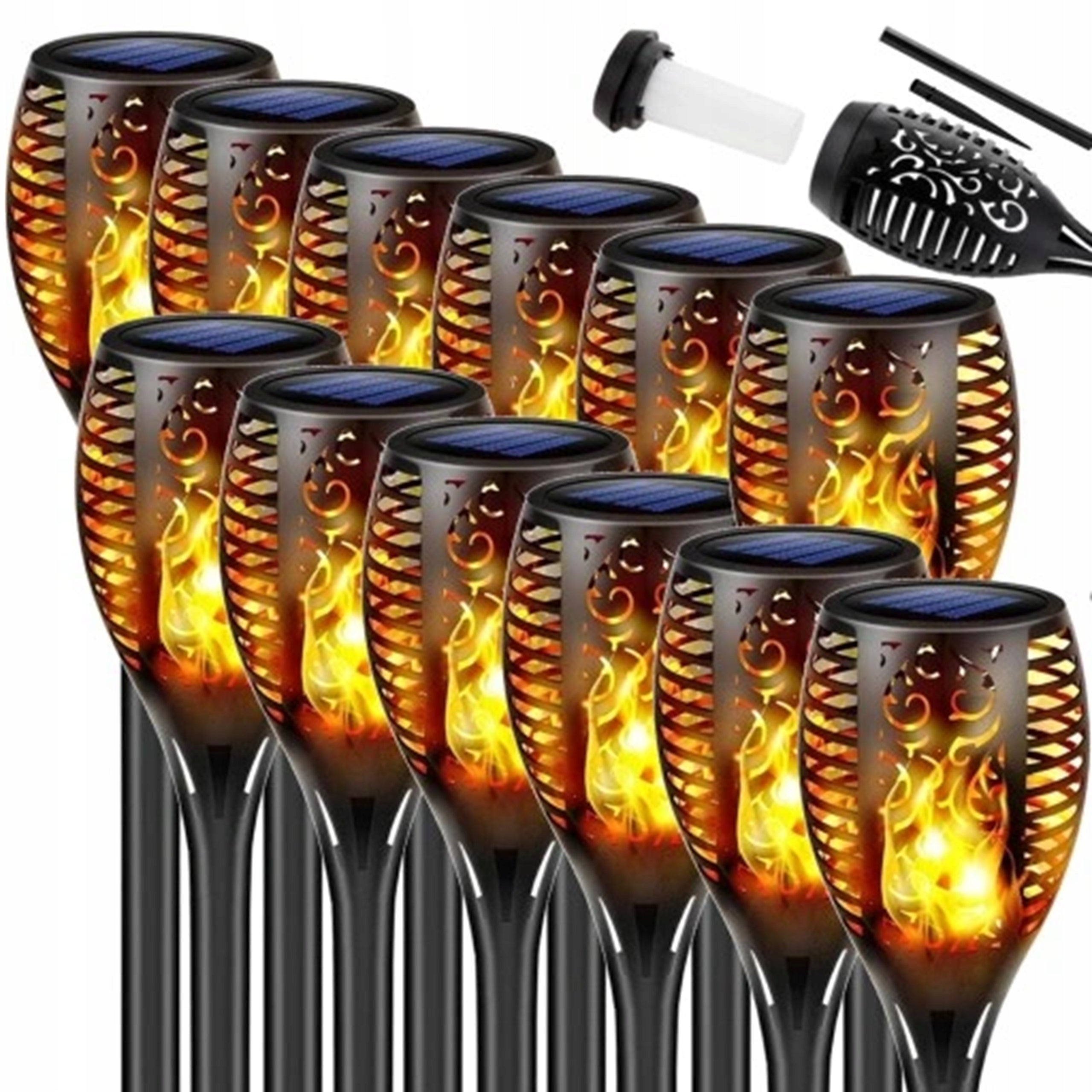 Torches SOLAR GARDEN LAMPS FLAME LED LAMPS HAMMERED LAMP 12x Packaging status original