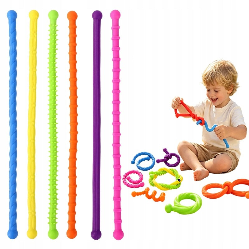 Touch sensory pebble hoses with textures for children 6pcs autism anxiety